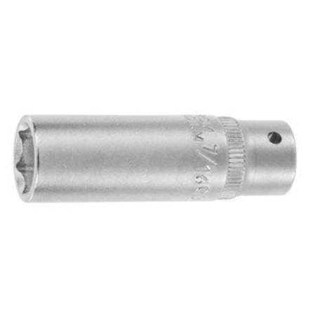 HOLEX 1/4 inch Drive Socket, 6 pt, Deep, 7/16 inch 631417 7/16